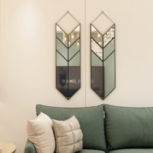 Elevate your living space with this stunning Arrow Shape Mirror that is sure to make a statement in any room. This Unique Wall Mirror is perfect for Living Room Decor, adding a touch of contemporary elegance to your home. The Asymmetrical Irregular design of this Bathroom Vanity Mirror makes it a standout piece, while also serving as a functional decor item. Bring a touch of modern flair to your space with this Wall Art Decor for Chic Homes, designed to complement a variety of interior styles. This Modern Stylish Minimal Mirror is a must-have for those seeking a unique and sophisticated addition to their home decor collection.