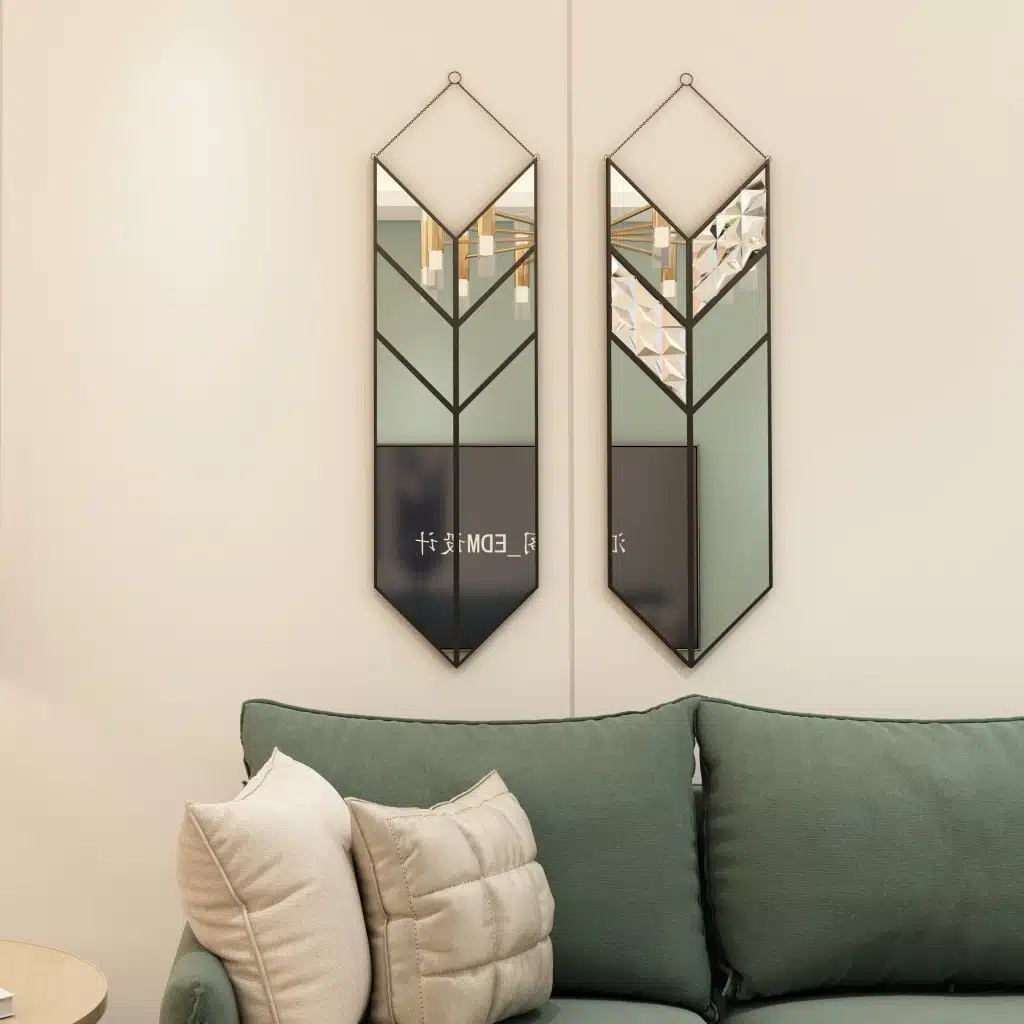 Elevate your living space with this stunning Arrow Shape Mirror that is sure to make a statement in any room. This Unique Wall Mirror is perfect for Living Room Decor, adding a touch of contemporary elegance to your home. The Asymmetrical Irregular design of this Bathroom Vanity Mirror makes it a standout piece, while also serving as a functional decor item. Bring a touch of modern flair to your space with this Wall Art Decor for Chic Homes, designed to complement a variety of interior styles. This Modern Stylish Minimal Mirror is a must-have for those seeking a unique and sophisticated addition to their home decor collection.