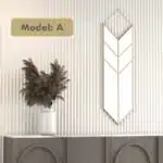 Elevate your living space with this stunning Arrow Shape Mirror that is sure to make a statement in any room. This Unique Wall Mirror is perfect for Living Room Decor, adding a touch of contemporary elegance to your home. The Asymmetrical Irregular design of this Bathroom Vanity Mirror makes it a standout piece, while also serving as a functional decor item. Bring a touch of modern flair to your space with this Wall Art Decor for Chic Homes, designed to complement a variety of interior styles. This Modern Stylish Minimal Mirror is a must-have for those seeking a unique and sophisticated addition to their home decor collection.
