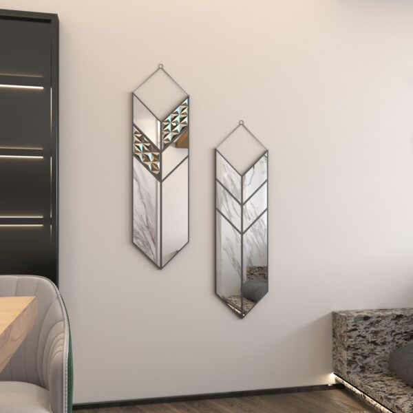 Elevate your home decor with this striking Arrow Shape Mirror. Perfect for adding a touch of elegance to your living room or bathroom, this unique wall mirror is designed to stand out with its asymmetrical irregular shape. This modern stylish minimal mirror doubles as a chic piece of wall art, making it a must-have for any sophisticated home. Make a bold statement with this one-of-a-kind piece that will surely leave a lasting impression on your guests.