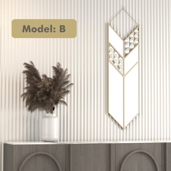 Add a touch of contemporary flair to your living space with this Arrow Shape Mirror. This unique wall mirror is perfect for adding a statement piece to your living room decor. The asymmetrical irregular design makes it a perfect bathroom vanity mirror as well. Elevate the look of your home with this wall art decor that is perfect for chic homes. This modern, stylish and minimal mirror is sure to make a bold statement in any room.