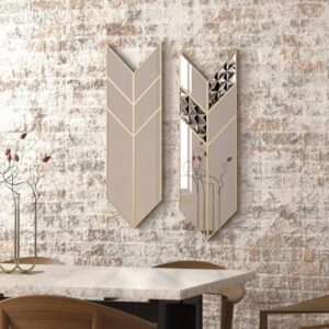 Elevate your home decor with this striking Arrow Shape Mirror. Perfect for adding a touch of elegance to your living room or bathroom, this unique wall mirror is designed to stand out with its asymmetrical irregular shape. This modern stylish minimal mirror doubles as a chic piece of wall art, making it a must-have for any sophisticated home. Make a bold statement with this one-of-a-kind piece that will surely leave a lasting impression on your guests.