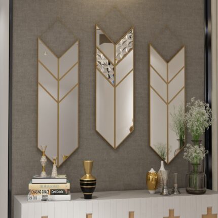 Elevate your home decor with this striking Arrow Shape Mirror. Perfect for adding a touch of elegance to your living room or bathroom, this unique wall mirror is designed to stand out with its asymmetrical irregular shape. This modern stylish minimal mirror doubles as a chic piece of wall art, making it a must-have for any sophisticated home. Make a bold statement with this one-of-a-kind piece that will surely leave a lasting impression on your guests.