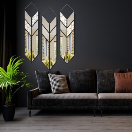 Add a touch of contemporary flair to your living space with this Arrow Shape Mirror. This unique wall mirror is perfect for adding a statement piece to your living room decor. The asymmetrical irregular design makes it a perfect bathroom vanity mirror as well. Elevate the look of your home with this wall art decor that is perfect for chic homes. This modern, stylish and minimal mirror is sure to make a bold statement in any room.