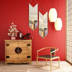 Elevate your living space with this stunning Arrow Shape Mirror that is sure to make a statement in any room. This Unique Wall Mirror is perfect for Living Room Decor, adding a touch of contemporary elegance to your home. The Asymmetrical Irregular design of this Bathroom Vanity Mirror makes it a standout piece, while also serving as a functional decor item. Bring a touch of modern flair to your space with this Wall Art Decor for Chic Homes, designed to complement a variety of interior styles. This Modern Stylish Minimal Mirror is a must-have for those seeking a unique and sophisticated addition to their home decor collection.