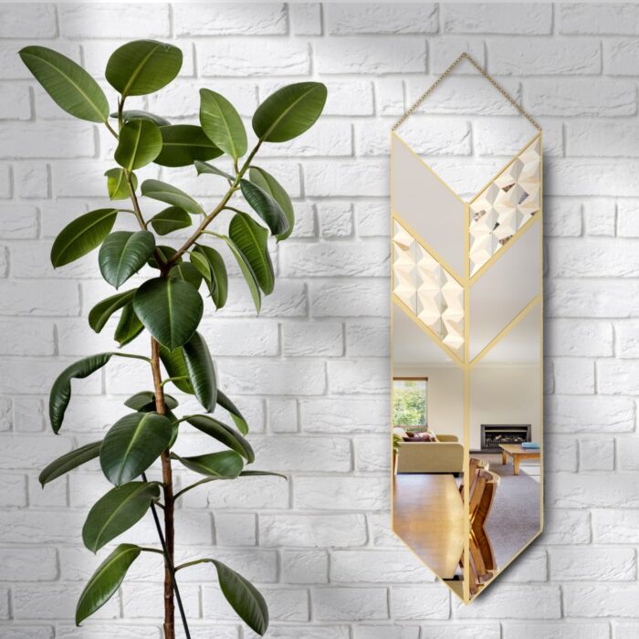 Elevate your home decor with this striking Arrow Shape Mirror. Perfect for adding a touch of elegance to your living room or bathroom, this unique wall mirror is designed to stand out with its asymmetrical irregular shape. This modern stylish minimal mirror doubles as a chic piece of wall art, making it a must-have for any sophisticated home. Make a bold statement with this one-of-a-kind piece that will surely leave a lasting impression on your guests.