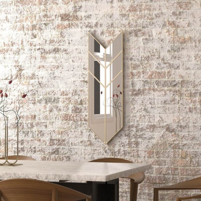 Elevate your home decor with this striking Arrow Shape Mirror. Perfect for adding a touch of elegance to your living room or bathroom, this unique wall mirror is designed to stand out with its asymmetrical irregular shape. This modern stylish minimal mirror doubles as a chic piece of wall art, making it a must-have for any sophisticated home. Make a bold statement with this one-of-a-kind piece that will surely leave a lasting impression on your guests.