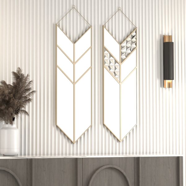 Elevate your living space with this stunning Arrow Shape Mirror that is sure to make a statement in any room. This Unique Wall Mirror is perfect for Living Room Decor, adding a touch of contemporary elegance to your home. The Asymmetrical Irregular design of this Bathroom Vanity Mirror makes it a standout piece, while also serving as a functional decor item. Bring a touch of modern flair to your space with this Wall Art Decor for Chic Homes, designed to complement a variety of interior styles. This Modern Stylish Minimal Mirror is a must-have for those seeking a unique and sophisticated addition to their home decor collection.