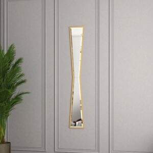 Add a touch of elegance to your home with this stunning Full-length Irregular Gold Mirror. Perfect for your entryway or as a stylish addition to your vanity area, this narrow and long mirror offers a unique and modern twist to your home décor. The irregular shape of this mirror adds an artistic flair, making it a statement piece in any room. Enhance your space with this exquisite and versatile mirror that will effortlessly elevate your interior design.