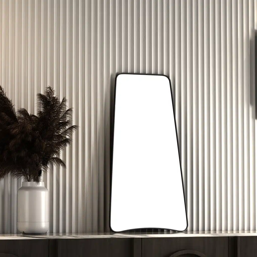 Elevate your space with this stunning Wavy Asymmetrical Gold Wall Mirror. This modern chic home decor piece is perfect for adding a touch of elegance to your bathroom vanity or living room. The irregular shape of the mirror creates a unique and eye-catching design element, setting it apart from traditional mirrors. Bring a touch of luxury to your home with this elegant vanity aesthetic that will surely enhance any room's aesthetic.