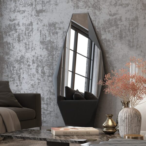 Transform your space with this stunning Modern Full-Length Free Standing Irregular Gold Mirror. This Unique Asymmetrical Floor Mirror features an Irregular Full body design that is sure to make a statement in any room. The Large Bathroom Vanity Mirror adds a touch of elegance with its Aesthetic Design. Perfect for Chic Homes, this mirror also makes a thoughtful Housewarming Gift for friends and loved ones. Elevate your home decor with this one-of-a-kind piece.