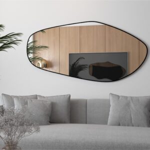 Add a touch of elegance to your space with this stunning Asymmetrical Vanity Mirror. Featuring an irregular design, this entryway mirror is both unique and eye-catching. The gold finish adds a touch of luxury, making it a perfect addition to your bathroom or as a statement piece in your living room. This large mirror wall décor is not only functional but also adds depth and style to any room. Use it as a full-length mirror to check your outfit before heading out or simply as a beautiful decor piece to enhance your home.