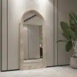 Solid Wood Arched Mirror, Floor Mirror for Chic Living Room Décor