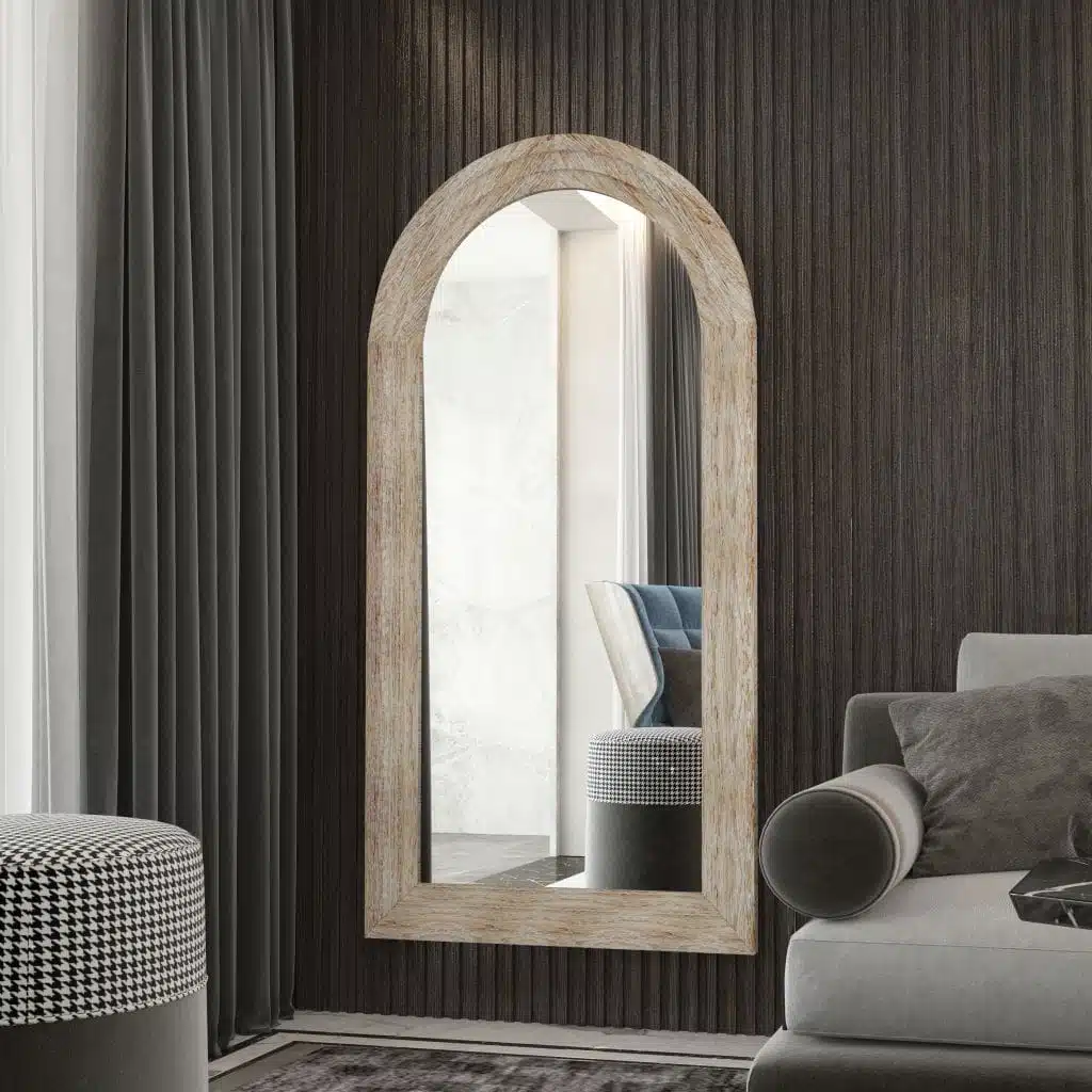 Solid Wood Arched Mirror, Floor Mirror for Chic Living Room Décor - Image 5