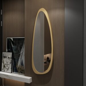 Elevate your space with this stunning Mid Century Asymmetrical Black Mirror. This Irregular Bathroom Vanity Mirror is the perfect addition to any stylish Living Room Décor. The large size makes it ideal as a statement piece or as a practical Housewarming Gift for her. Add a touch of sophistication to your home with this unique and modern wall mirror.