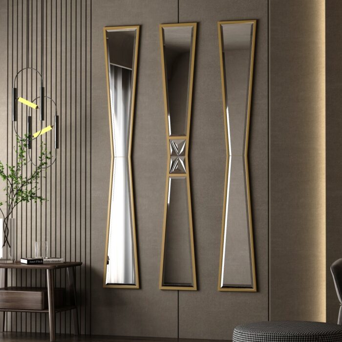 Add a touch of elegance to your home décor with this stunning Full-length Irregular Gold Mirror. This versatile piece can be used as an Entryway Mirror to make a statement as soon as guests walk through the door, or as a Vanity Mirror for your morning routine. The unique irregular shape adds a modern twist to the classic design, making it perfect for any space. Whether you need a Narrow Mirror for a small area or a Long Mirror to add depth to a room, this gold beauty is sure to impress. Elevate your space with this stylish and functional piece of home décor.