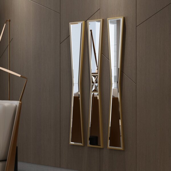 Add a touch of elegance to your home with this stunning Full-length Irregular Gold Mirror. Perfect for your entryway or as a stylish addition to your vanity area, this narrow and long mirror offers a unique and modern twist to your home décor. The irregular shape of this mirror adds an artistic flair, making it a statement piece in any room. Enhance your space with this exquisite and versatile mirror that will effortlessly elevate your interior design.