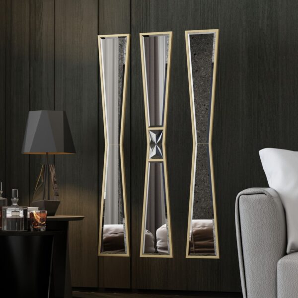 Add a touch of elegance to your home decor with this stunning Full-length Irregular Gold Mirror. Perfect for an entryway or a vanity area, this sleek and stylish mirror is both functional and beautiful. The narrow design of this long mirror makes it easy to fit into any space, while the irregular shape adds a unique and modern touch. Elevate your space with this stunning piece that will surely become a statement in any room.