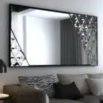 Black framed handmade beveled mirror with diagonal prism design