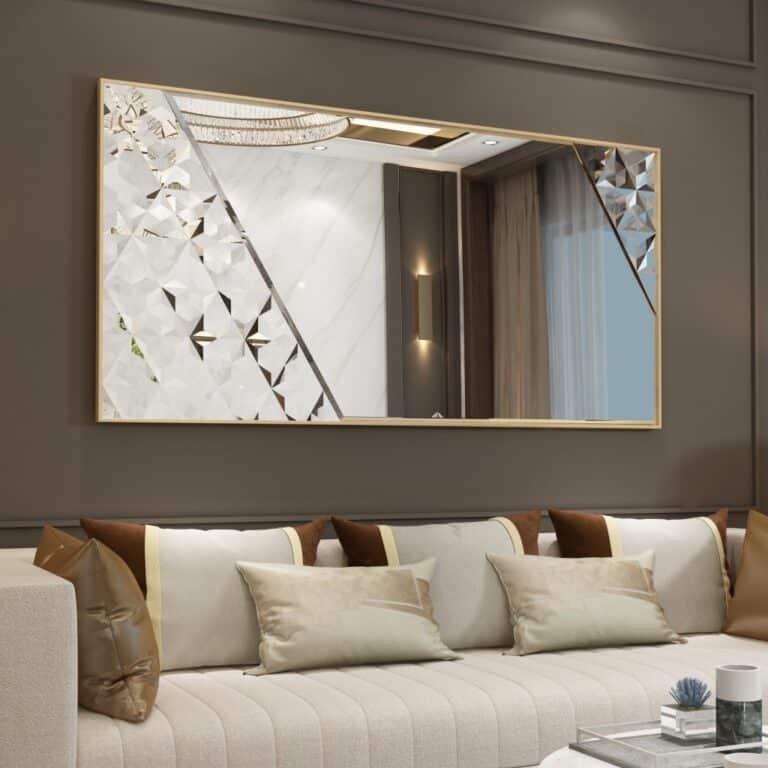 Luxury black frame mirror with intricate handmade artwork