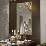 Luxury black frame mirror with intricate handmade artwork