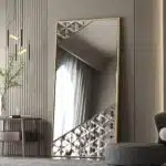 Luxury black frame mirror with intricate handmade artwork