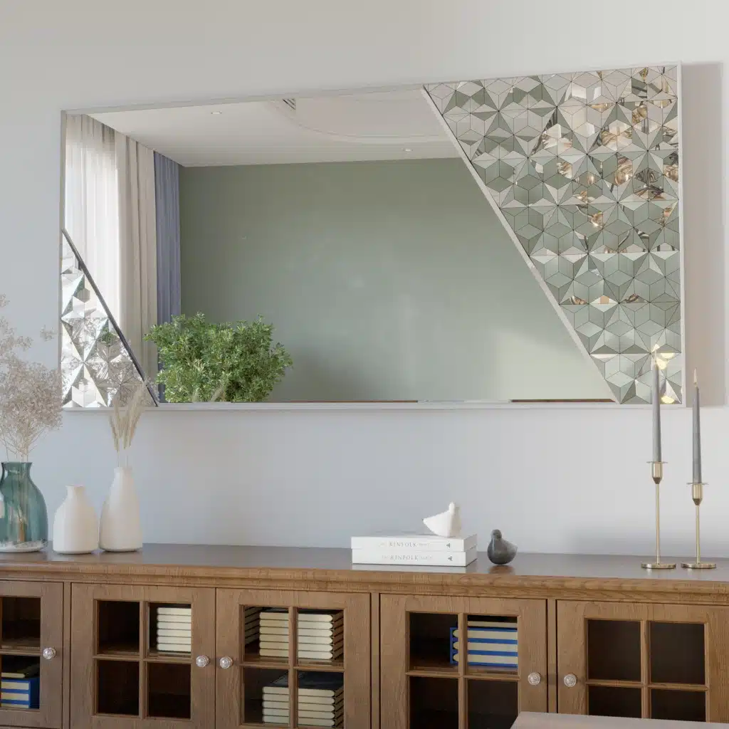 Silver frame premium handmade mirror with beveled edges