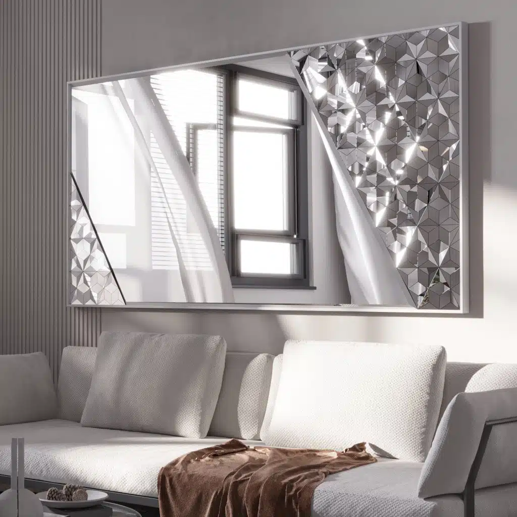 Silver frame premium handmade mirror with beveled edges