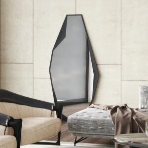 Transform your space with this stunning Modern Full-Length Free Standing Irregular Gold Mirror. This Unique Asymmetrical Floor Mirror features an Irregular Full body design that is sure to make a statement in any room. The Large Bathroom Vanity Mirror adds a touch of elegance with its Aesthetic Design. Perfect for Chic Homes, this mirror also makes a thoughtful Housewarming Gift for friends and loved ones. Elevate your home decor with this one-of-a-kind piece.