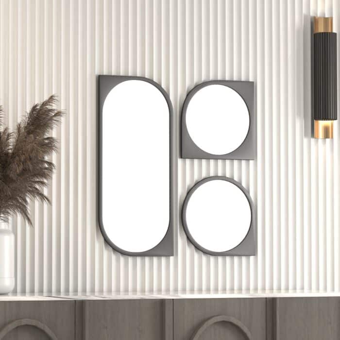 Elevate the style of your bathroom or living room with this stunning Asymmetrical Bathroom Vanity Mirror. Featuring a Round Irregular design and a Unique curved shape, this mirror adds a touch of modern elegance to any space. The Aesthetic Long Gold finish brings a touch of luxury, making it the perfect statement piece for your home. Complete your living room set with this one-of-a-kind mirror that is sure to impress your guests.