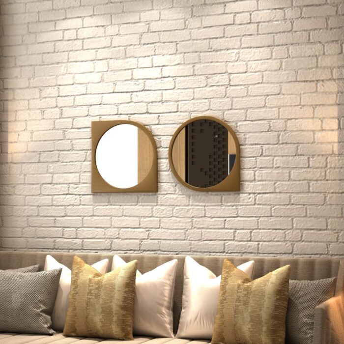 Elevate the style of your bathroom or living room with this stunning Asymmetrical Bathroom Vanity Mirror. Featuring a Round Irregular design and a Unique curved shape, this mirror adds a touch of modern elegance to any space. The Aesthetic Long Gold finish brings a touch of luxury, making it the perfect statement piece for your home. Complete your living room set with this one-of-a-kind mirror that is sure to impress your guests.