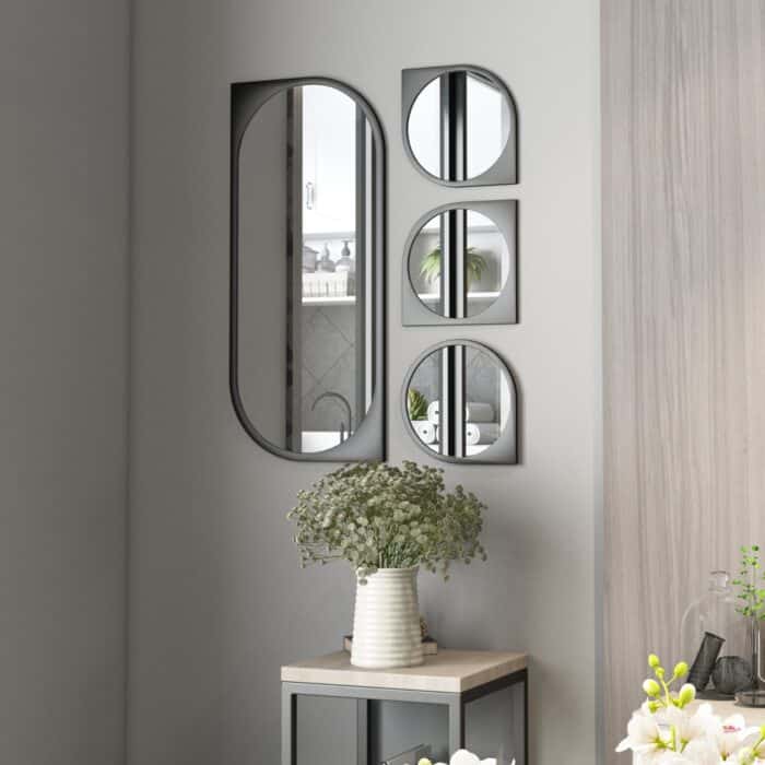 Introducing our stunning collection of mirrors that will elevate the style of your home decor! This Asymmetrical Bathroom Vanity mirror adds a modern touch to your space, while the Round Irregular wall mirror brings a unique and artistic flair. The Aesthetic Long gold mirror exudes elegance and sophistication, perfect for creating a chic ambiance in any room. Make a statement with the Unique curved mirror that captures attention and sets your space apart. Complete your living room Set with these fabulous mirrors that not only reflect your unique style but also enhance the overall aesthetic of your home.