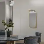 Introducing our stunning collection of mirrors that will elevate the style of your home decor! This Asymmetrical Bathroom Vanity mirror adds a modern touch to your space, while the Round Irregular wall mirror brings a unique and artistic flair. The Aesthetic Long gold mirror exudes elegance and sophistication, perfect for creating a chic ambiance in any room. Make a statement with the Unique curved mirror that captures attention and sets your space apart. Complete your living room Set with these fabulous mirrors that not only reflect your unique style but also enhance the overall aesthetic of your home.
