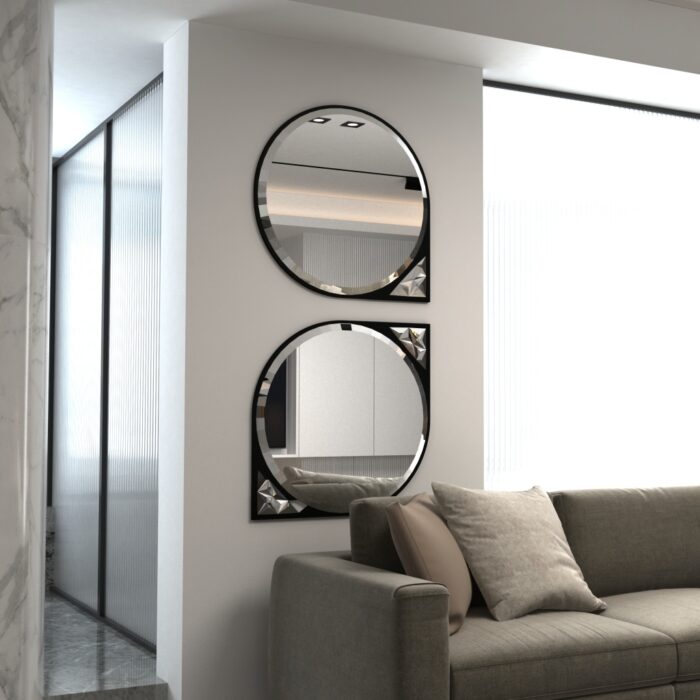 Elevate the style of your bathroom or living room with this stunning Asymmetrical Bathroom Vanity Mirror. Featuring a Round Irregular design and a Unique curved shape, this mirror adds a touch of modern elegance to any space. The Aesthetic Long Gold finish brings a touch of luxury, making it the perfect statement piece for your home. Complete your living room set with this one-of-a-kind mirror that is sure to impress your guests.