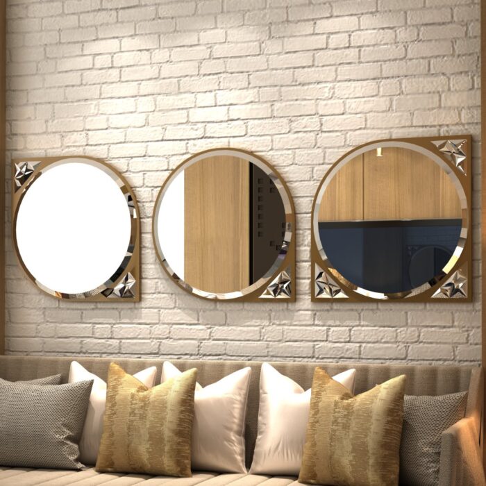 Elevate the style of your bathroom or living room with this stunning Asymmetrical Bathroom Vanity Mirror. Featuring a Round Irregular design and a Unique curved shape, this mirror adds a touch of modern elegance to any space. The Aesthetic Long Gold finish brings a touch of luxury, making it the perfect statement piece for your home. Complete your living room set with this one-of-a-kind mirror that is sure to impress your guests.