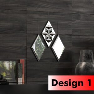 Elevate your living space with this stunning Geometric Wall Mirror set. Perfect for adding a touch of modern flair to your home decor, this Small Mirror Set includes three unique triangle mirrors that can be arranged together or separately. Each mirror is handmade with precision and features a sleek hanging chain for easy installation. These decorative mirrors are versatile enough to be displayed in the living room, bathroom, or even as a chic vanity mirror. Upgrade your space with this stylish and contemporary wall decor piece today!