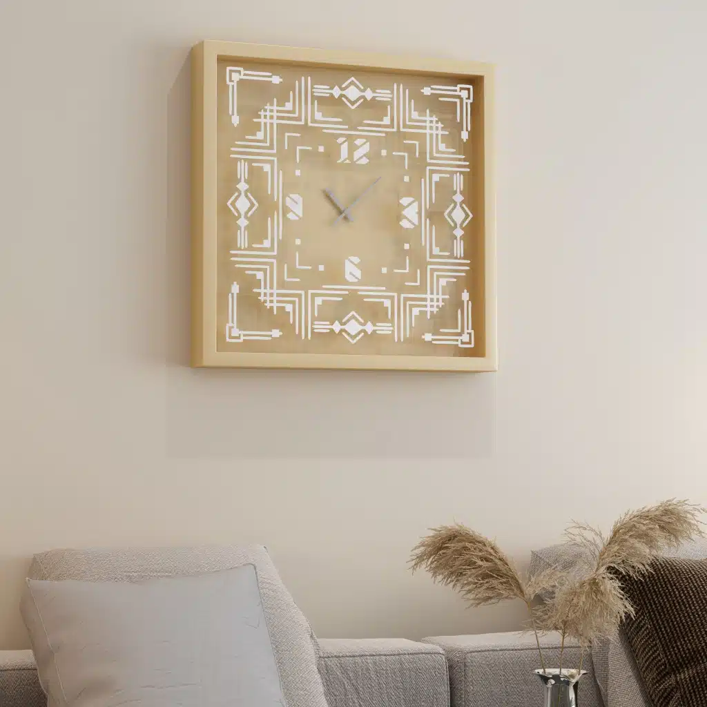 Add a statement-making touch to your living room or kitchen decor with this unique large wooden wall clock. This elegant timepiece is the perfect housewarming gift idea for those who appreciate stylish home decor. With its modern design and oversized silhouette, this large clock is sure to make a statement on any wall. Available in black, gray, gold, beige, and silver, this large wall clock is not only functional but also adds a touch of sophistication to any space. Whether you're looking for a kitchen clock or a living room clock, this silent wall clock is the perfect addition to your home. Upgrade your decor with this stylish and chic square wall clock today!