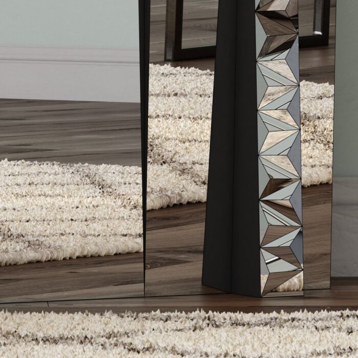 Floor Mirror, Unique Designer Free Standing Mirror, Wall Mirror, Aesthetic Design Mirror, Statement Mirror, Full length Mirror, Tinted Mirror, Modern Design Mirror, Living Room Mirror, Bathroom Vanity Mirror, Long Mirror, Large Mirror, Big Mirror. 1. Standard Mirror: Full mirror surface with your choice of black or gold backing frame. 2. Tinted Side Mirrors (Black): Side mirrors with a slope, featuring tinted black glass and a black backing frame. 3. Tinted Side Mirrors (Rose Gold): Side mirrors with a slope, featuring tinted rose gold glass and a gold backing frame.