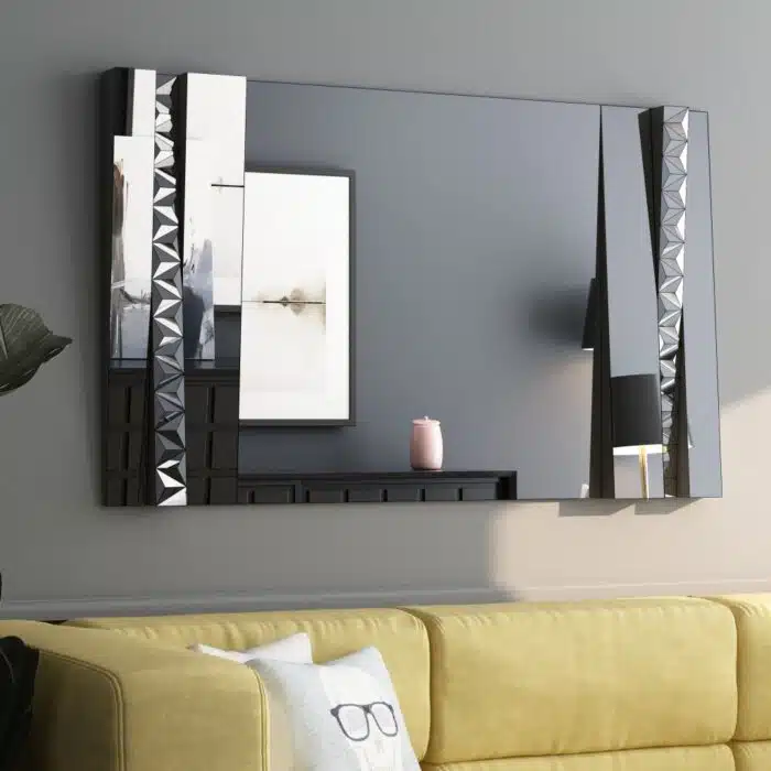 Handmade Rectangular Luxury Wall Mirror for Chic Living Room Decor - Elegant One of a Kind Aesthetic Mirror, Exquisite Vanity Mirror for Royal Living Room Decor - Modern Classic Design, Large & Unique, Stunning Housewarming Gift - Big Wall Mirror with Exquisite Design, Perfect for Elegant Decor