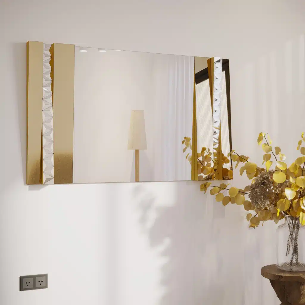 Handmade Rectangular Luxury Wall Mirror for Chic Living Room Decor - Elegant One of a Kind Aesthetic Mirror, Exquisite Vanity Mirror for Royal Living Room Decor - Modern Classic Design, Large & Unique, Stunning Housewarming Gift - Big Wall Mirror with Exquisite Design, Perfect for Elegant Decor