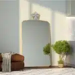 Handmade Asymmetrical Wood Mirror for Living Room & Bedroom | Multi-functional Stand, Wall or Shelf Decor