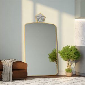 Handmade Asymmetrical Wood Mirror for Living Room & Bedroom | Multi-functional Stand, Wall or Shelf Decor