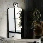 Handmade Asymmetrical Wood Mirror for Living Room & Bedroom | Multi-functional Stand, Wall or Shelf Decor