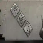 Handmade Set of 3 Diamond-Shaped Mirrors with Persian Calligraphy – Available in Black, Gold, and Silver