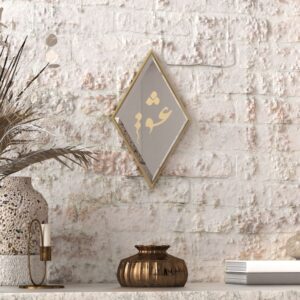 Handmade Set of 3 Diamond-Shaped Mirrors with Persian Calligraphy – Available in Black, Gold, and Silver