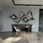 Handmade inox stainless steel console table with a mirror finish