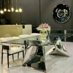 Mirror-polished stainless steel dining table base