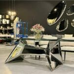 Mirror-polished stainless steel dining table base