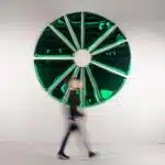 Green stainless steel radial wall art
