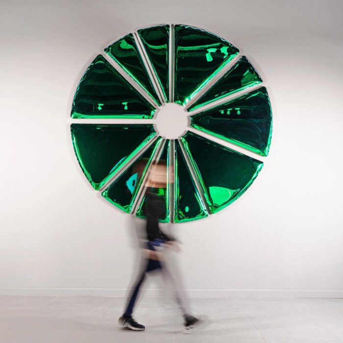 Green stainless steel radial wall art